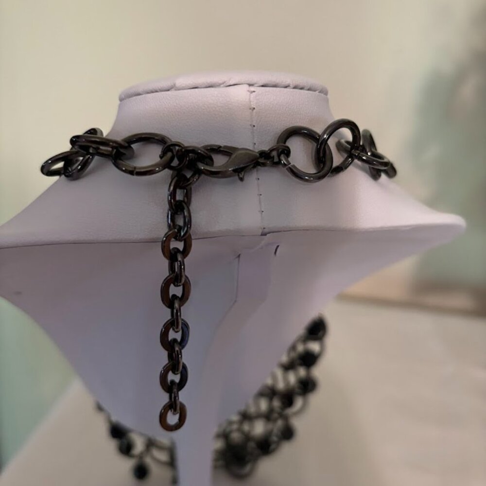 Beautiful and Unusual Black Necklace (21") with Black Beads - Picture 4 of 12